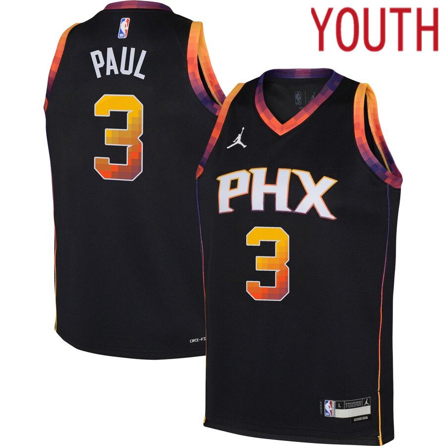 Youth Phoenix Suns #3 Chris Paul Jordan Brand Black Statement Edition 2022-23 Swingman NBA Jersey